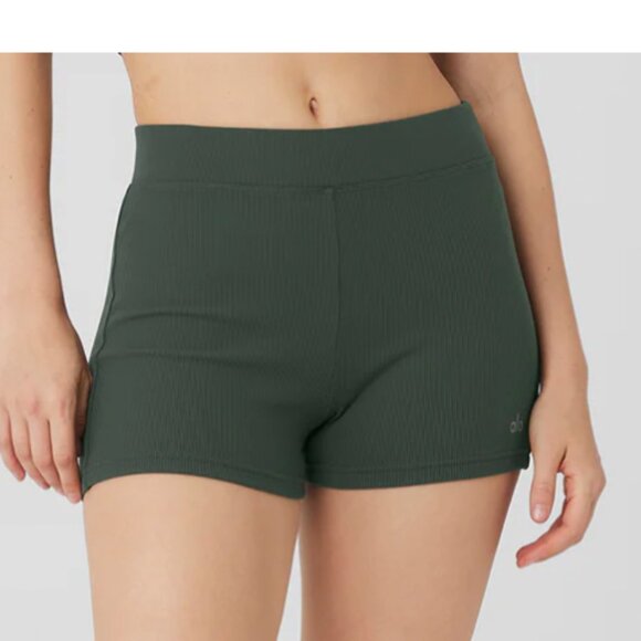 Alo Goddess Ribbed High-Waist Hot Short - Picture 1 of 5